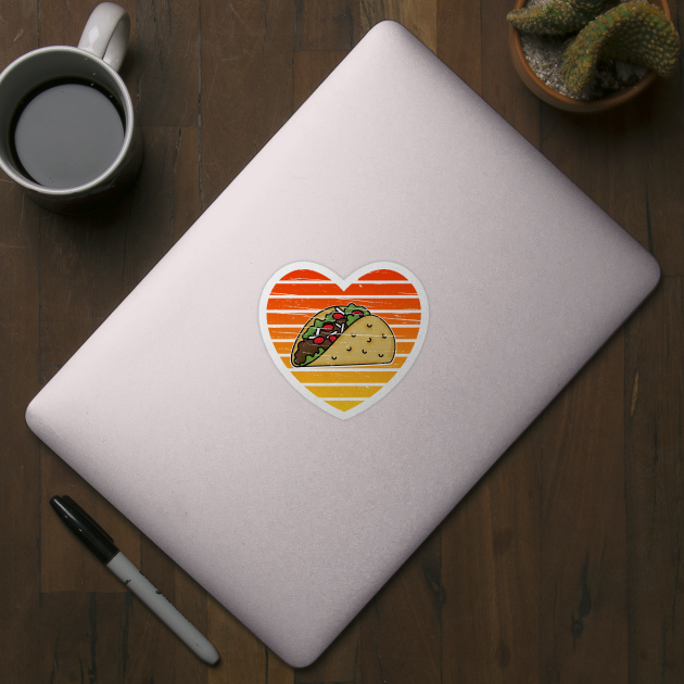 I Love Tacos Heart Retro by Sunil Belidon